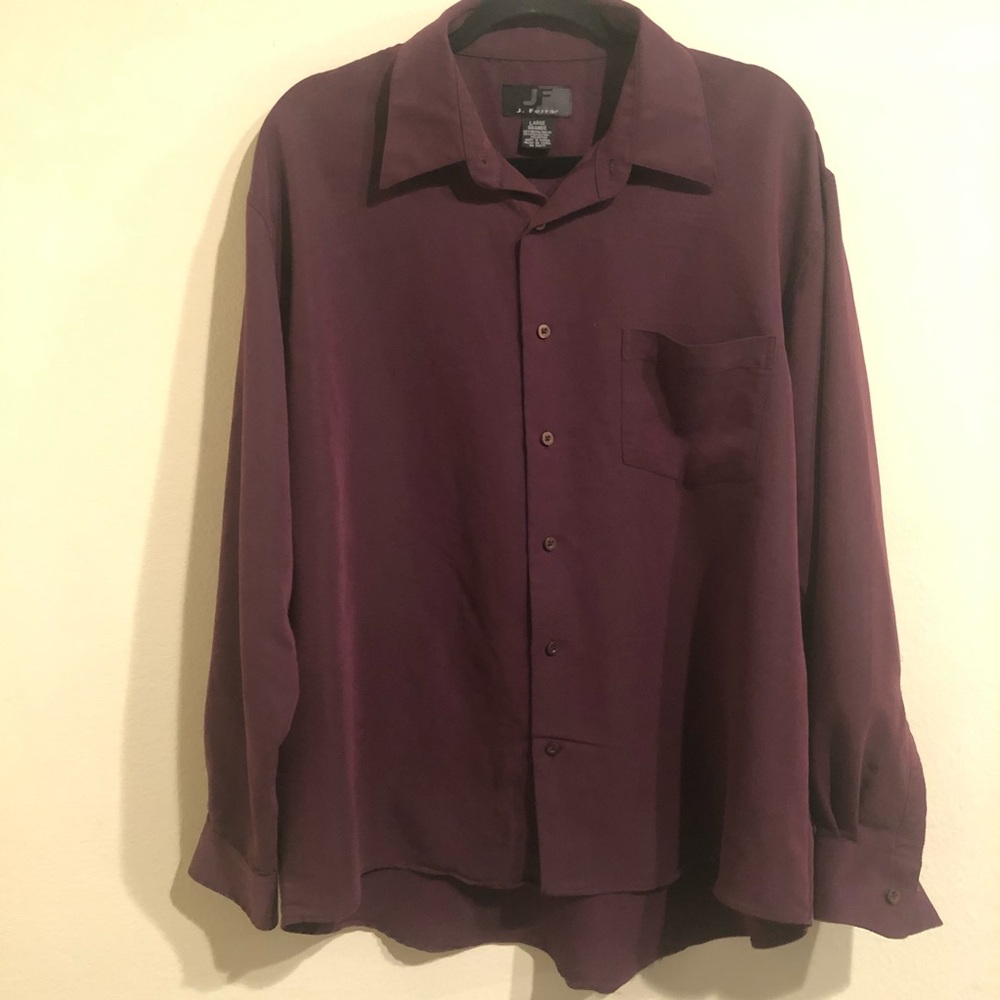 J Ferrar mens wine colored dress shirt